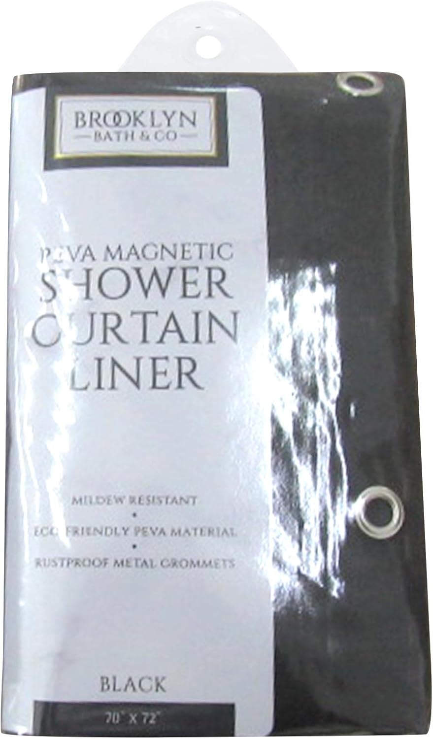 Home Expressions PEVA Magnetic Shower Curtain Liner 70x72 Black 1
