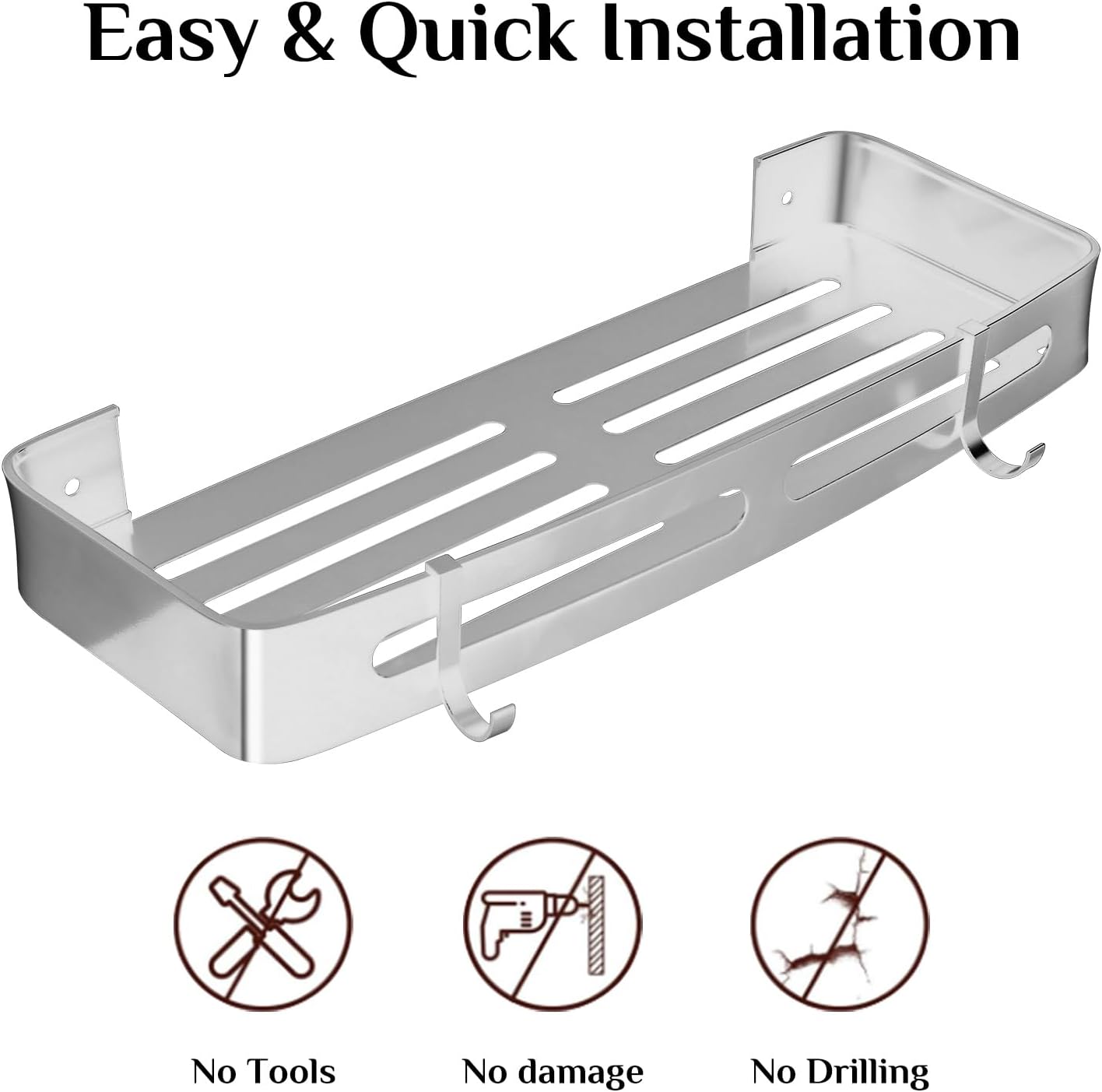 Hojudo 2 Tier Rustproof Shower Caddy with 8 Hooks 1