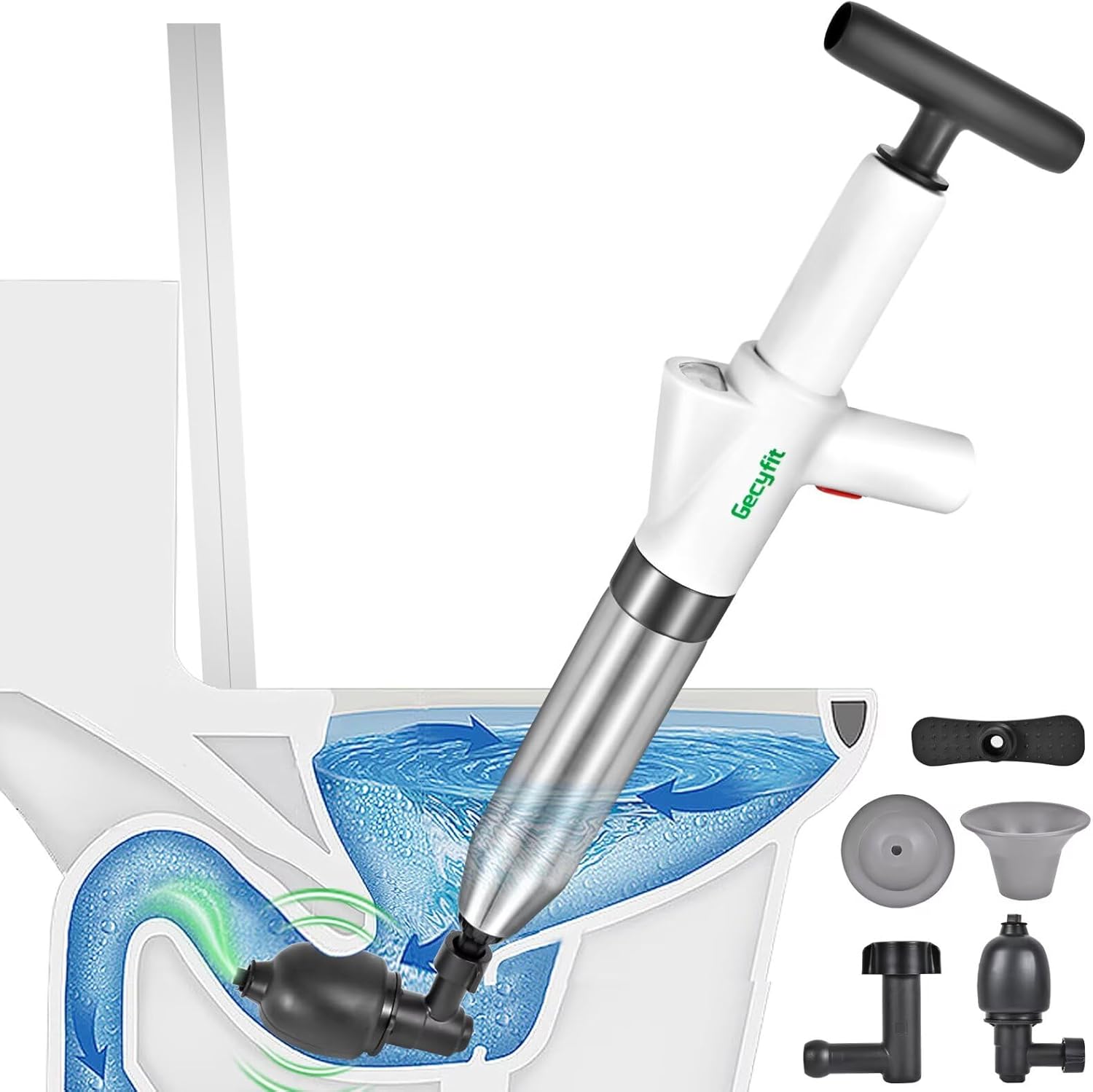 Gecyfit High Pressure Toilet Plunger with Multi-Function Heads 1