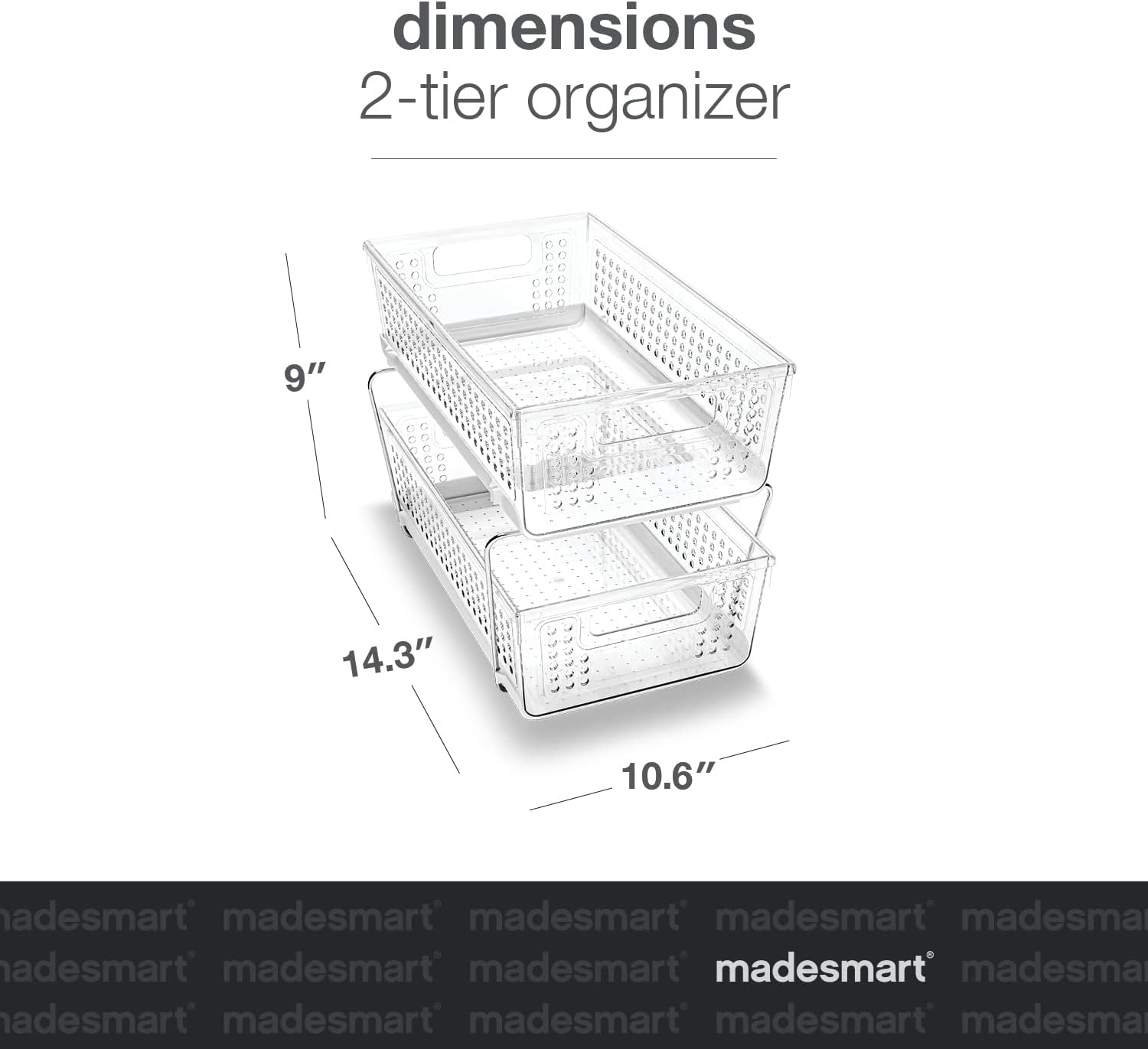 Madesmart 2 Tier Storage Baskets with Handles