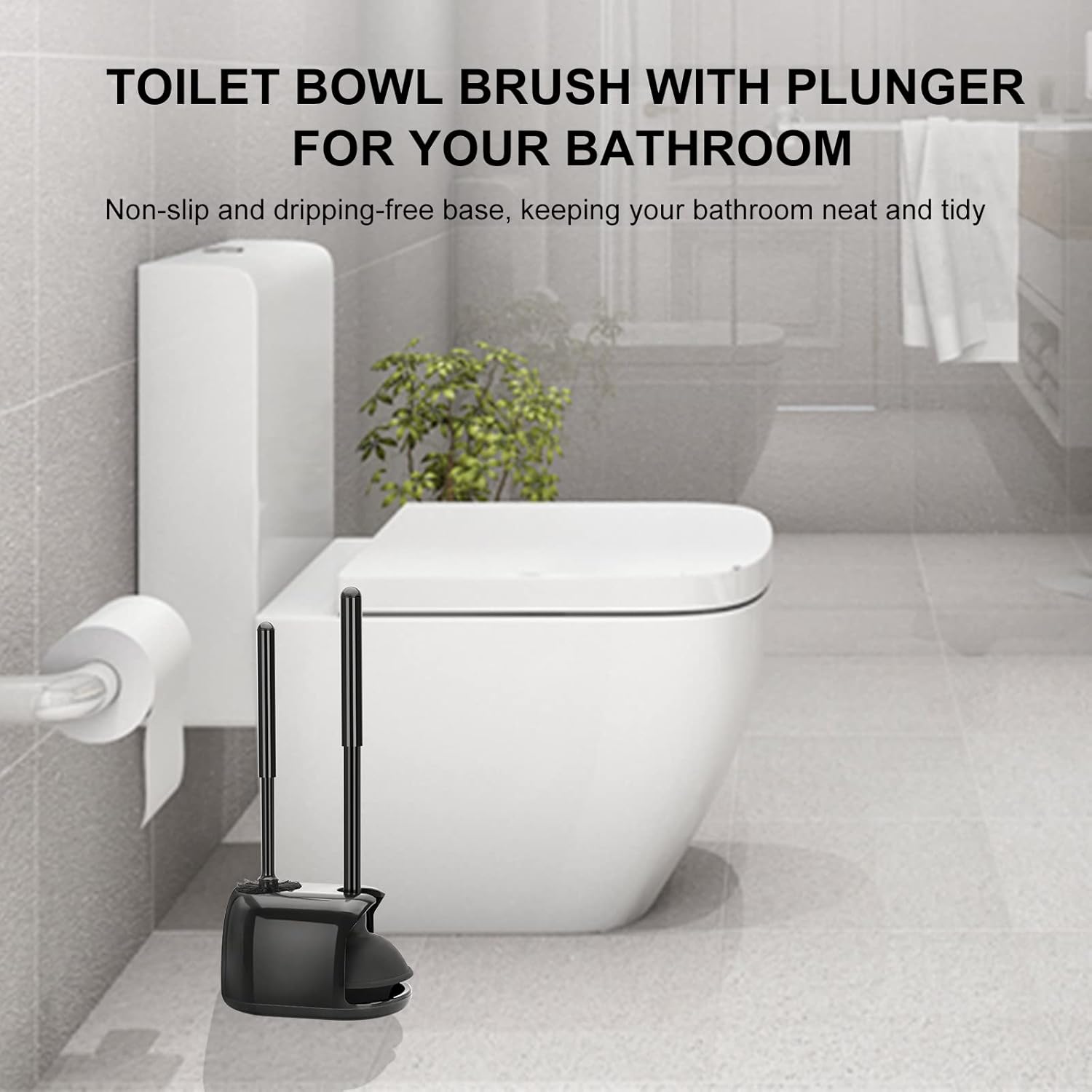 SetSail Toilet Brush and Plunger Set - Black