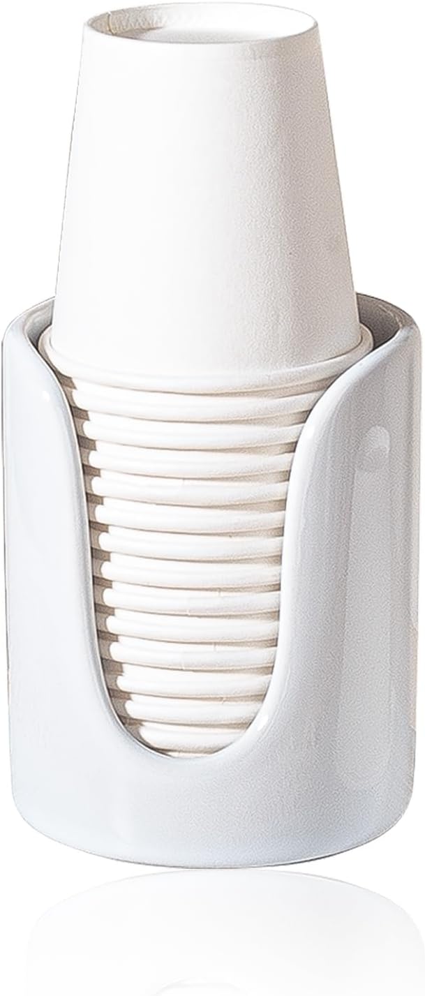 Bathroom Cup Holder Ceramic 3-4 oz Cup Dispenser White