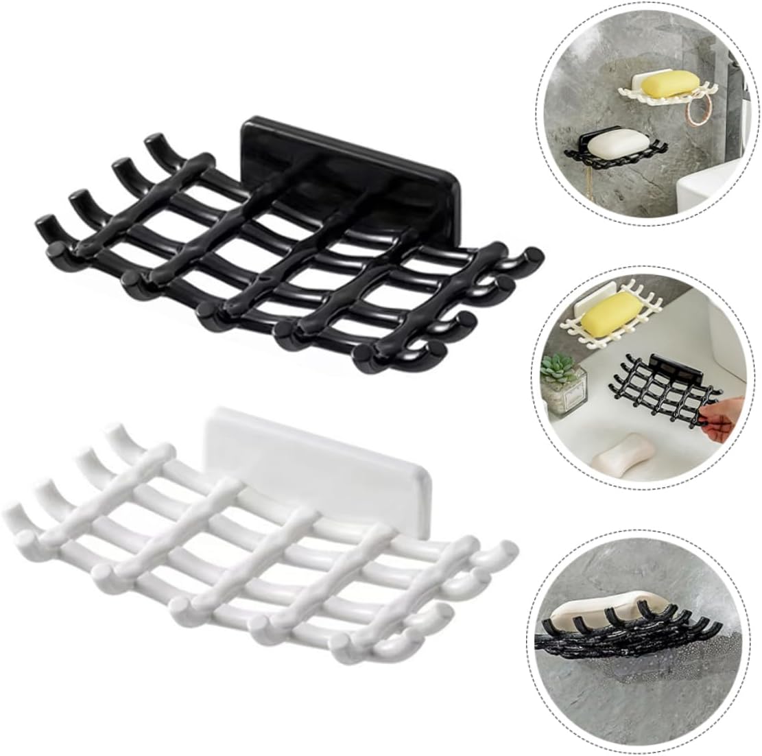 ABOOFAN 4pcs Self-Draining Soap Dish for Bathroom Wall