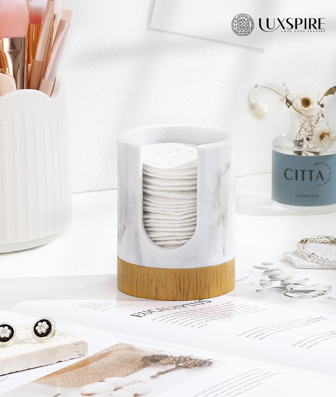 Luxspire Marble Resin Cup Dispenser for Bathroom