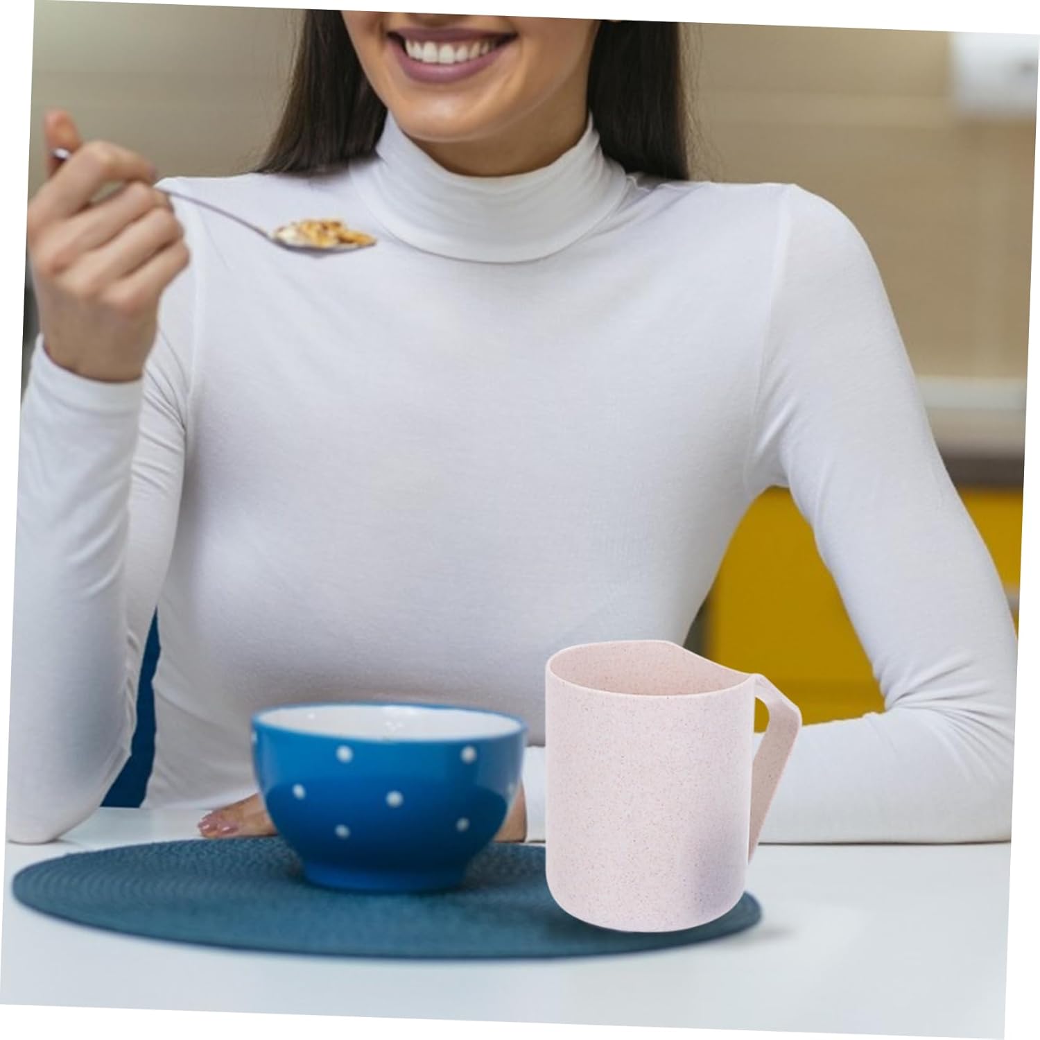 MERRYHAPY 2pcs Wheat Straw Mouthwash Cups for Bathroom and Travel