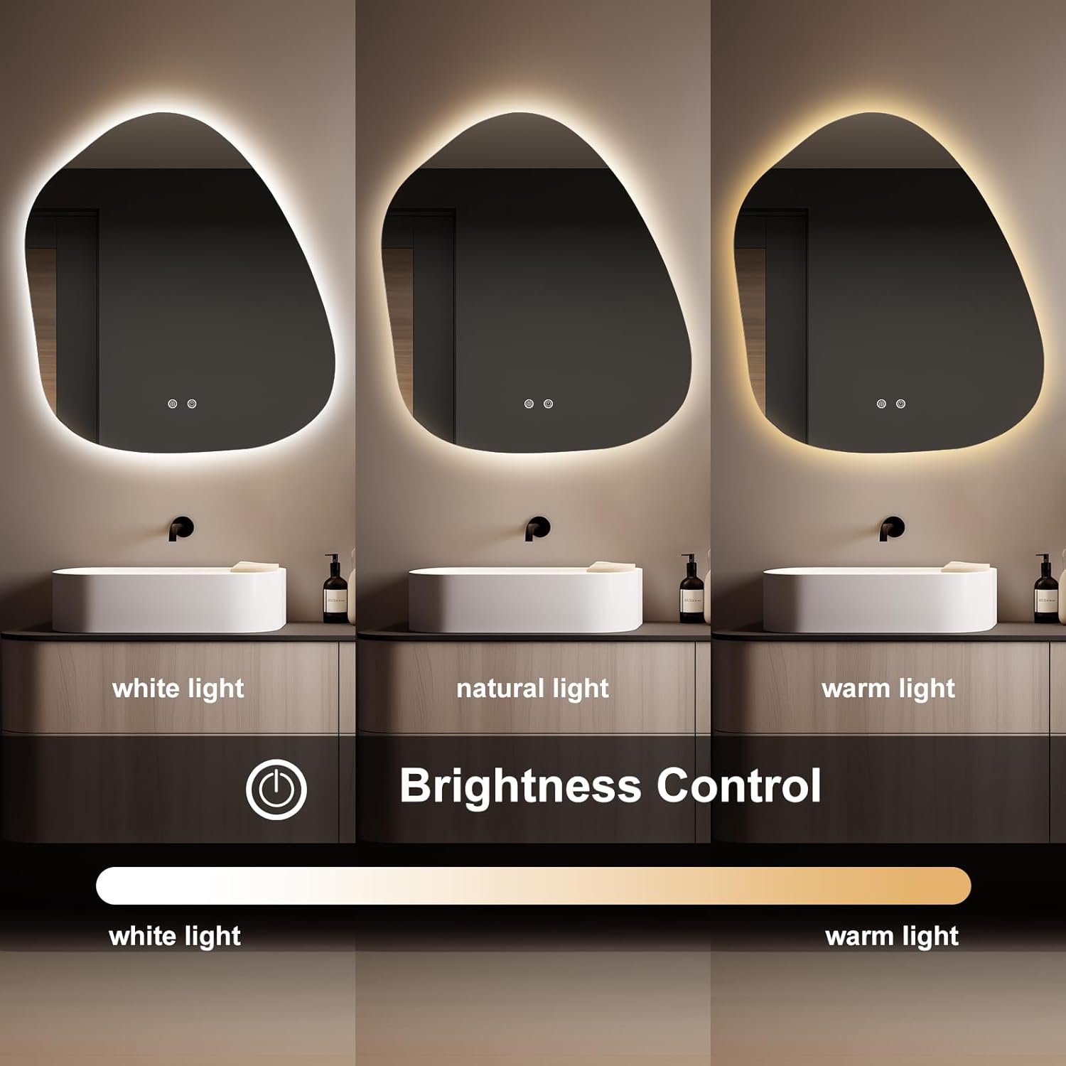 WallBeyond LED Bathroom Mirror with Dimmable Light and Anti-Fog Function