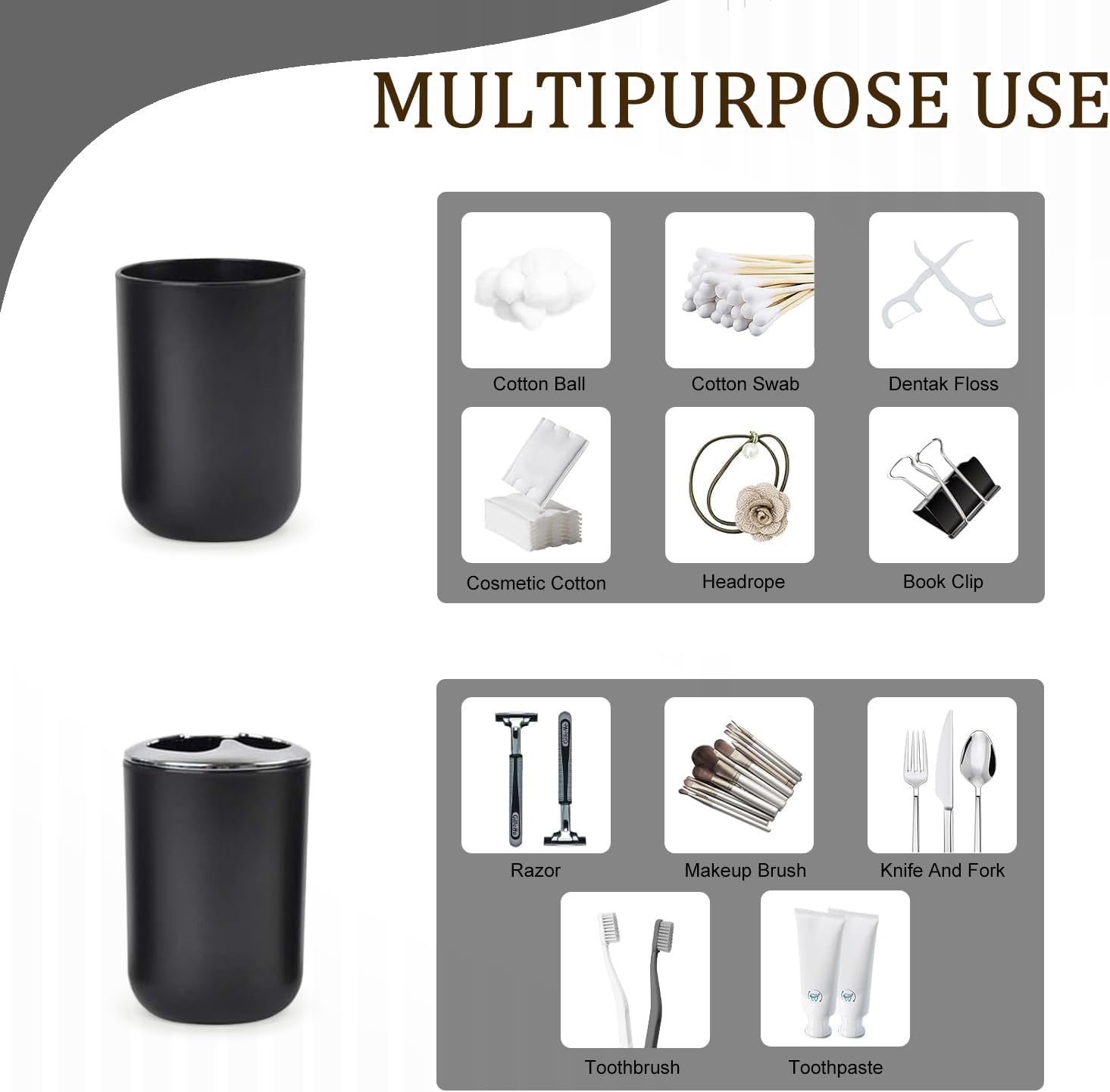 CERBIOR 6 Piece Bathroom Accessory Set Shiny Black