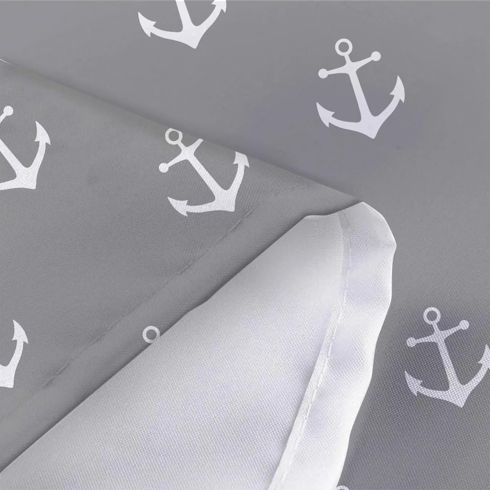 DYNH Nautical Anchor Shower Curtain for RV 47X64 Inches Grey