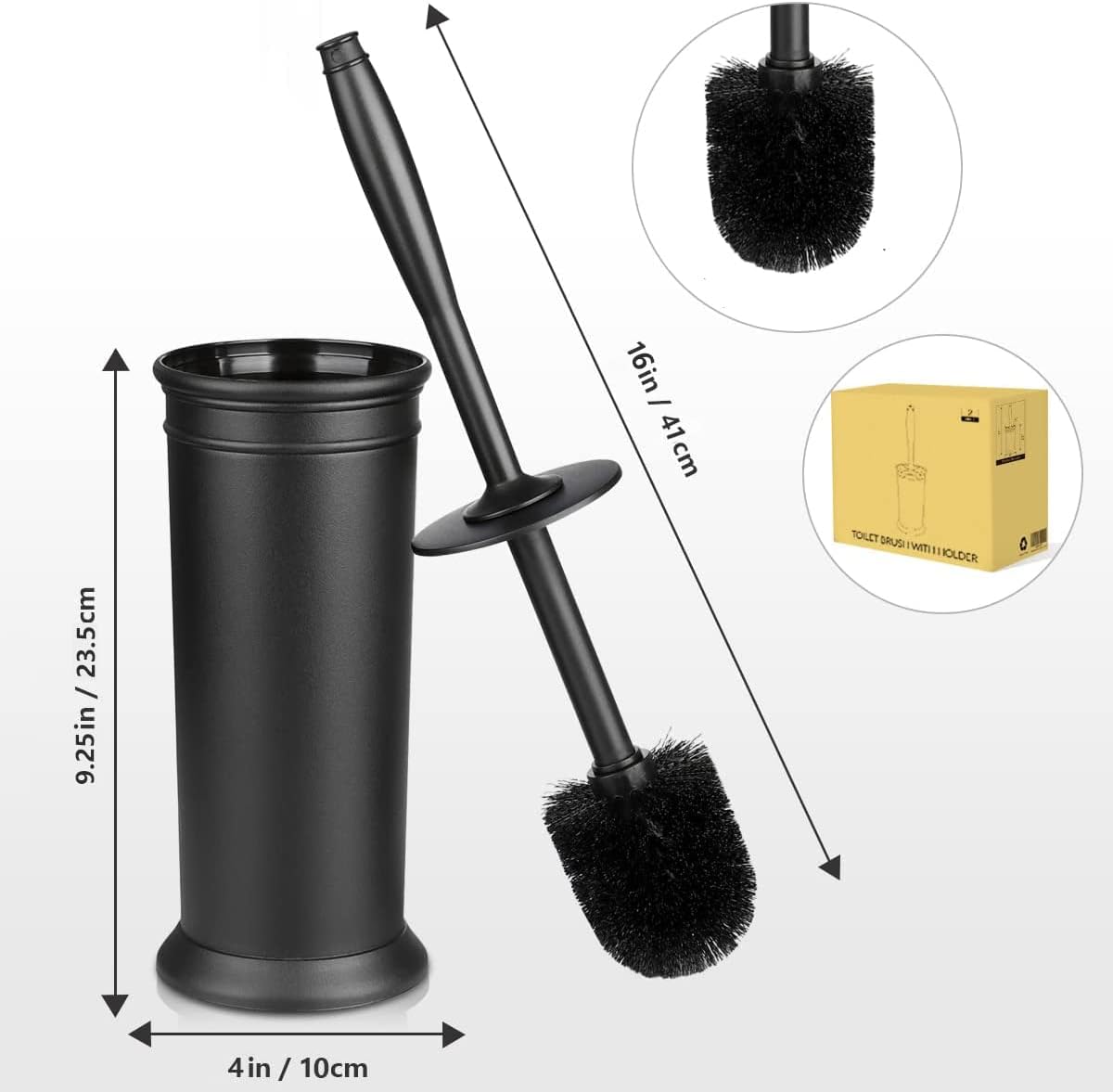 Uptronic Toilet Brush and Holder 2 Pack - Black