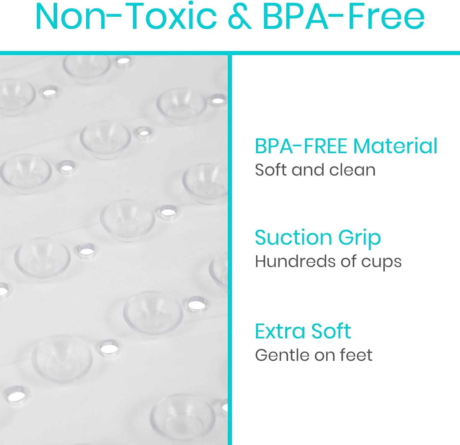Vive Non-Slip Square Shower Mat with Suction Cups