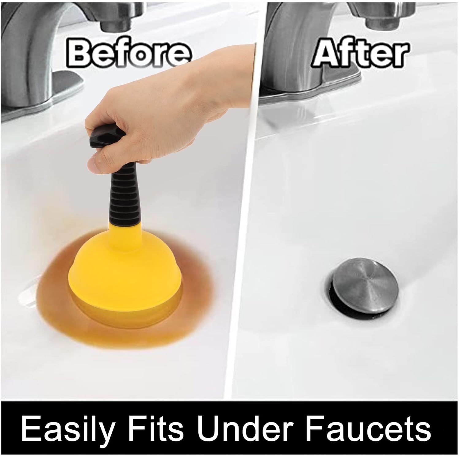 Aumotop Mini Plunger Slip Proof Handle for Bathroom Unclogging