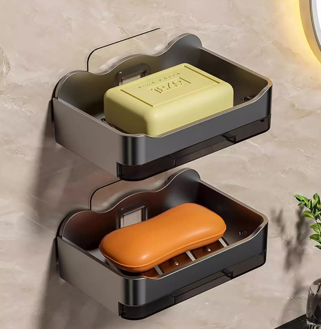 Pack of 2 Self-Adhesive Soap Holders for Wall Mount
