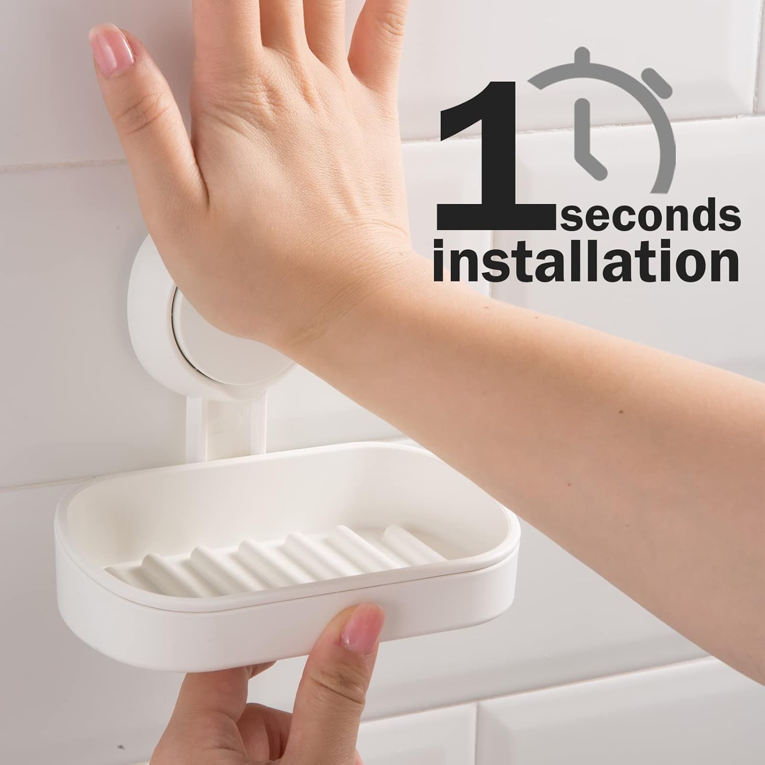 LEVERLOC Suction Cup Soap Dish Holder for Shower Wall