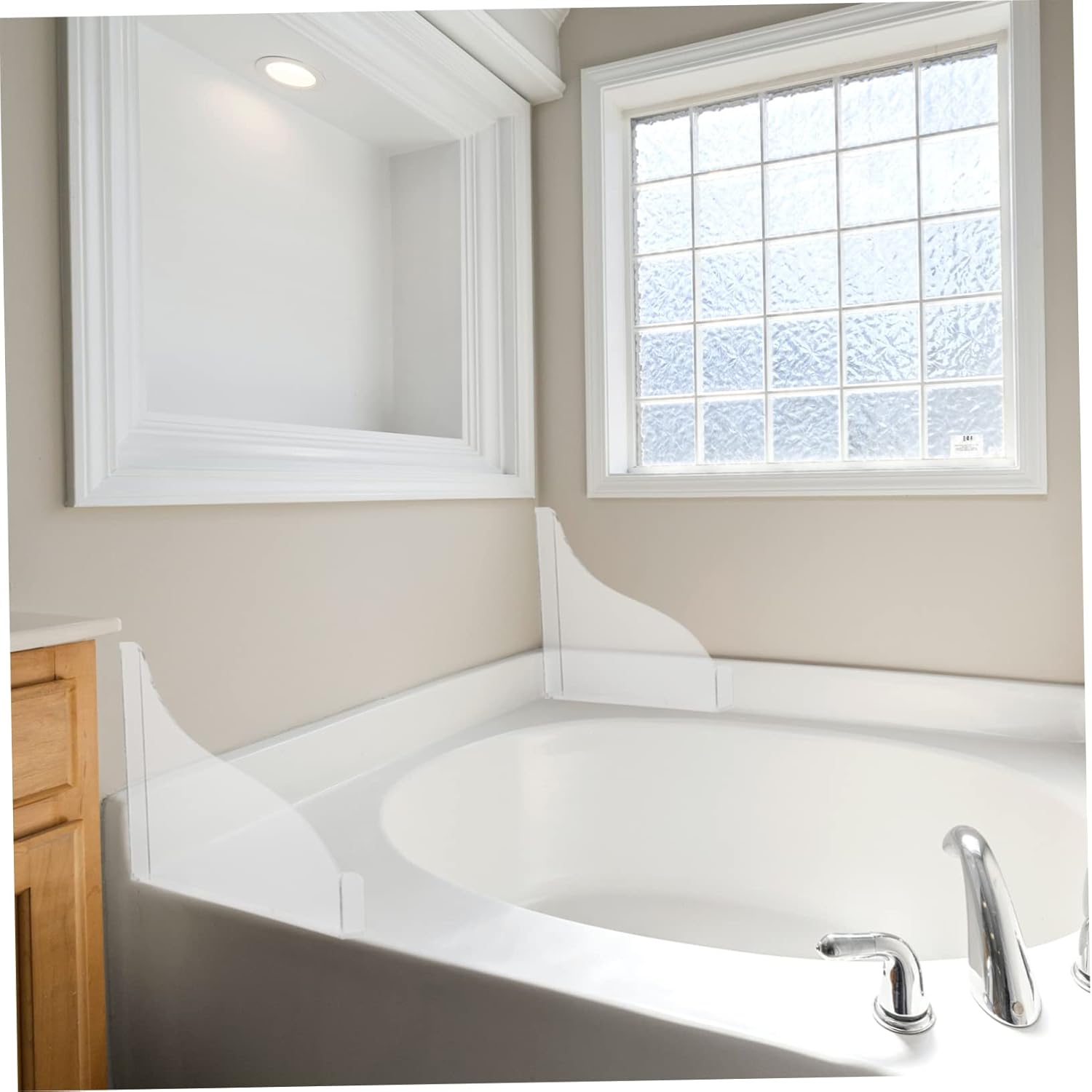 JECOMPRIS Bathtub Corner Set of 2 Acrylic Splash Guards 1