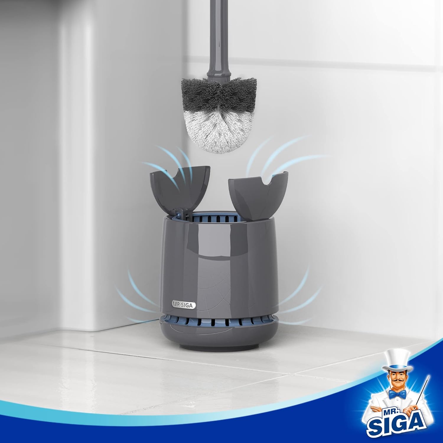 MRSIGA Toilet Brush with Holder Gray 1 Pack