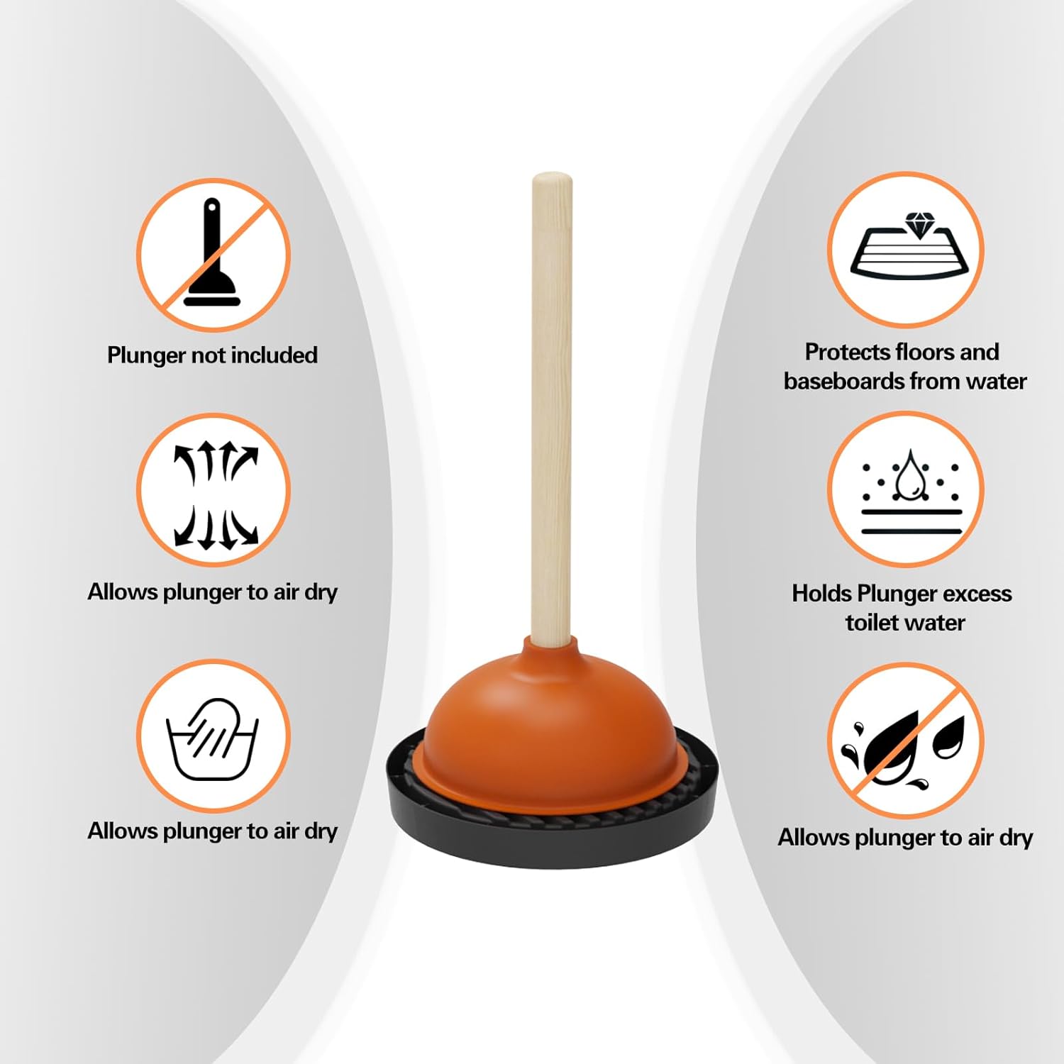 Dealsgogo 2pcs Plunger Tray Black - Plunger Mat Holder for Toilet