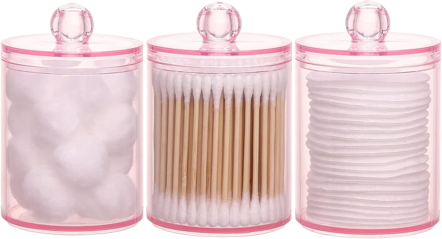 Tbestmax 3 Pack Cotton Swab Jar Holder Organizer