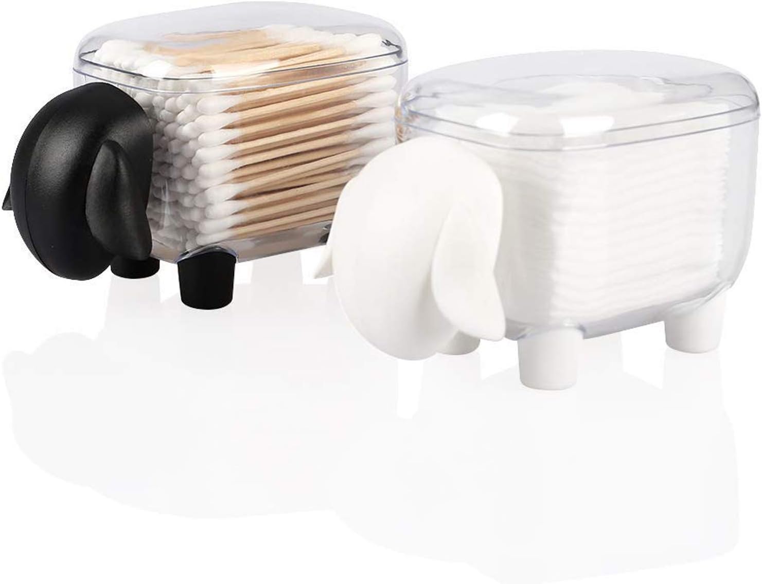 Cute Sheep Cotton Ball HolderDispenser 2-Pack Black White