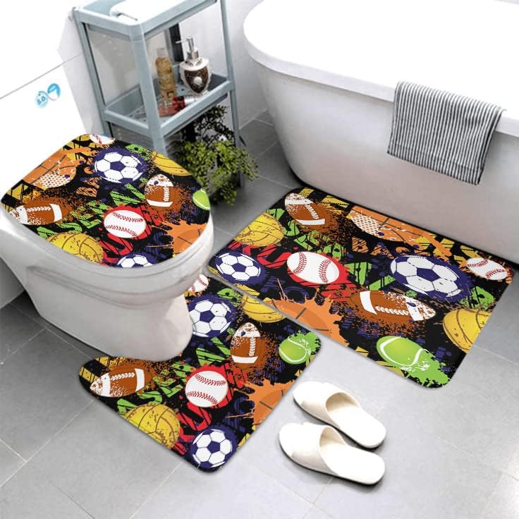 LOKMU 4 Pcs Sport Pattern Bathroom Set