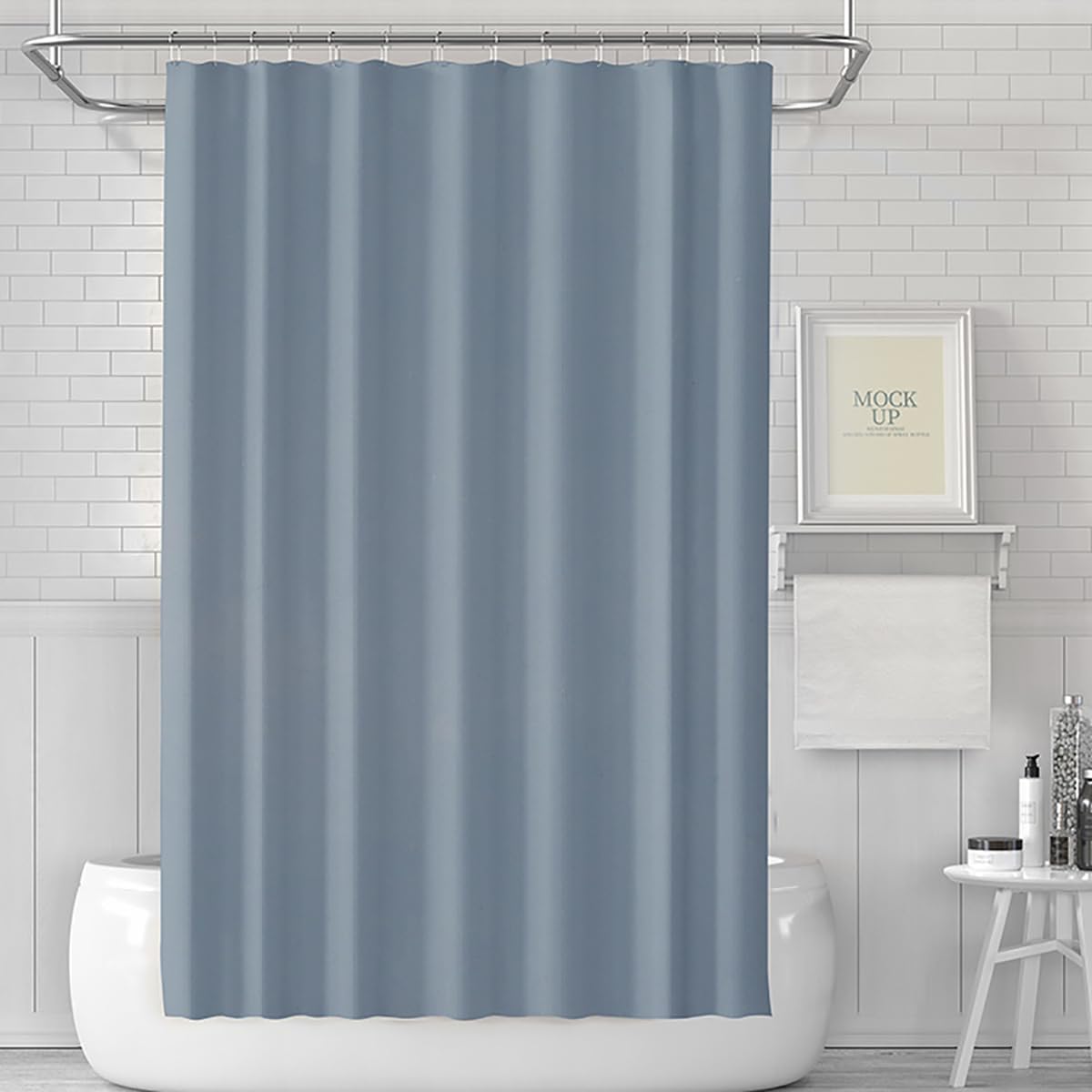 TimeCity Blue Shower Curtain Liner with 3 Magnets and 12 Hooks