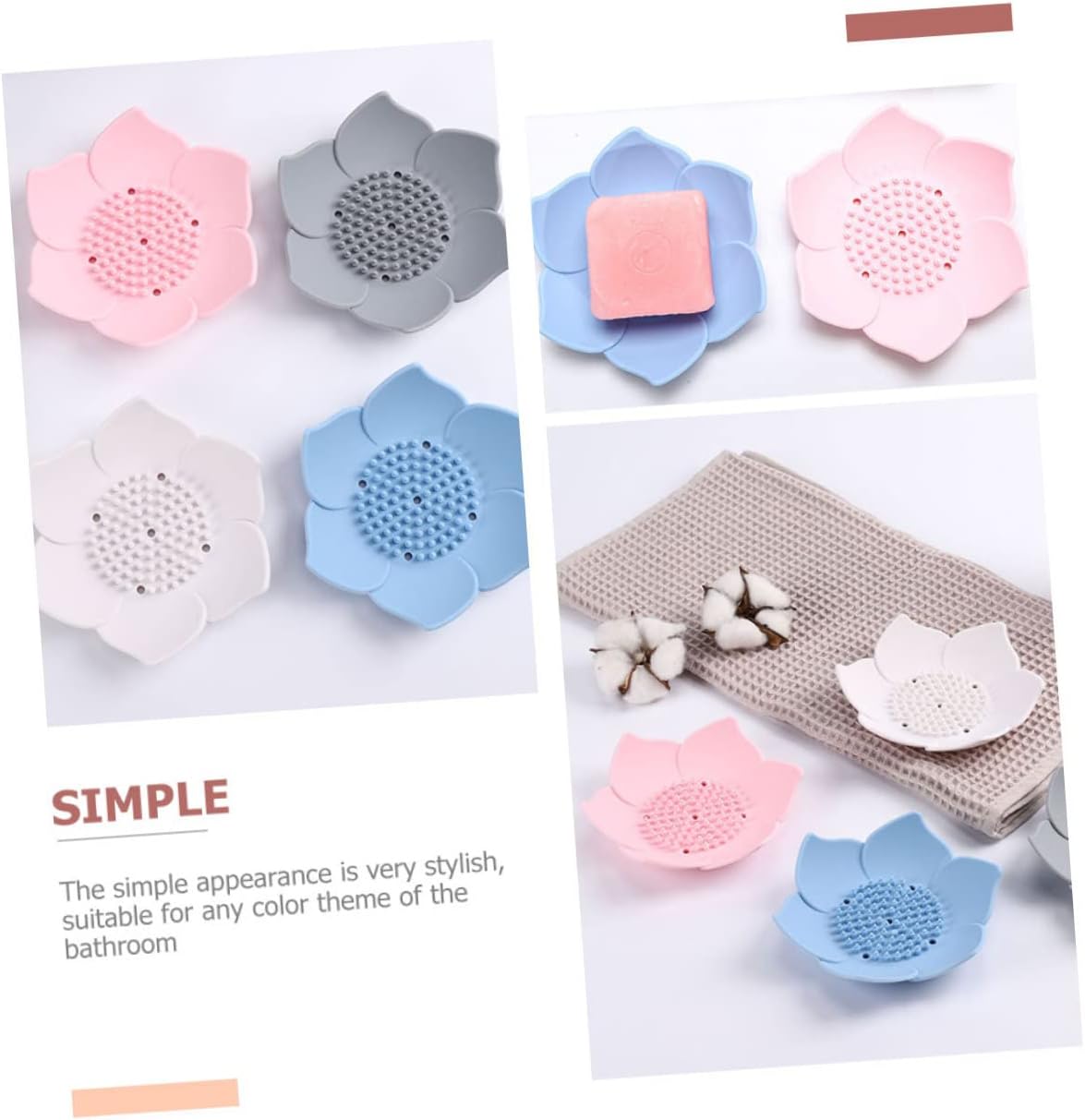 2pcs Silicone Soap Holder with Drainage for Bathroom Kitchen