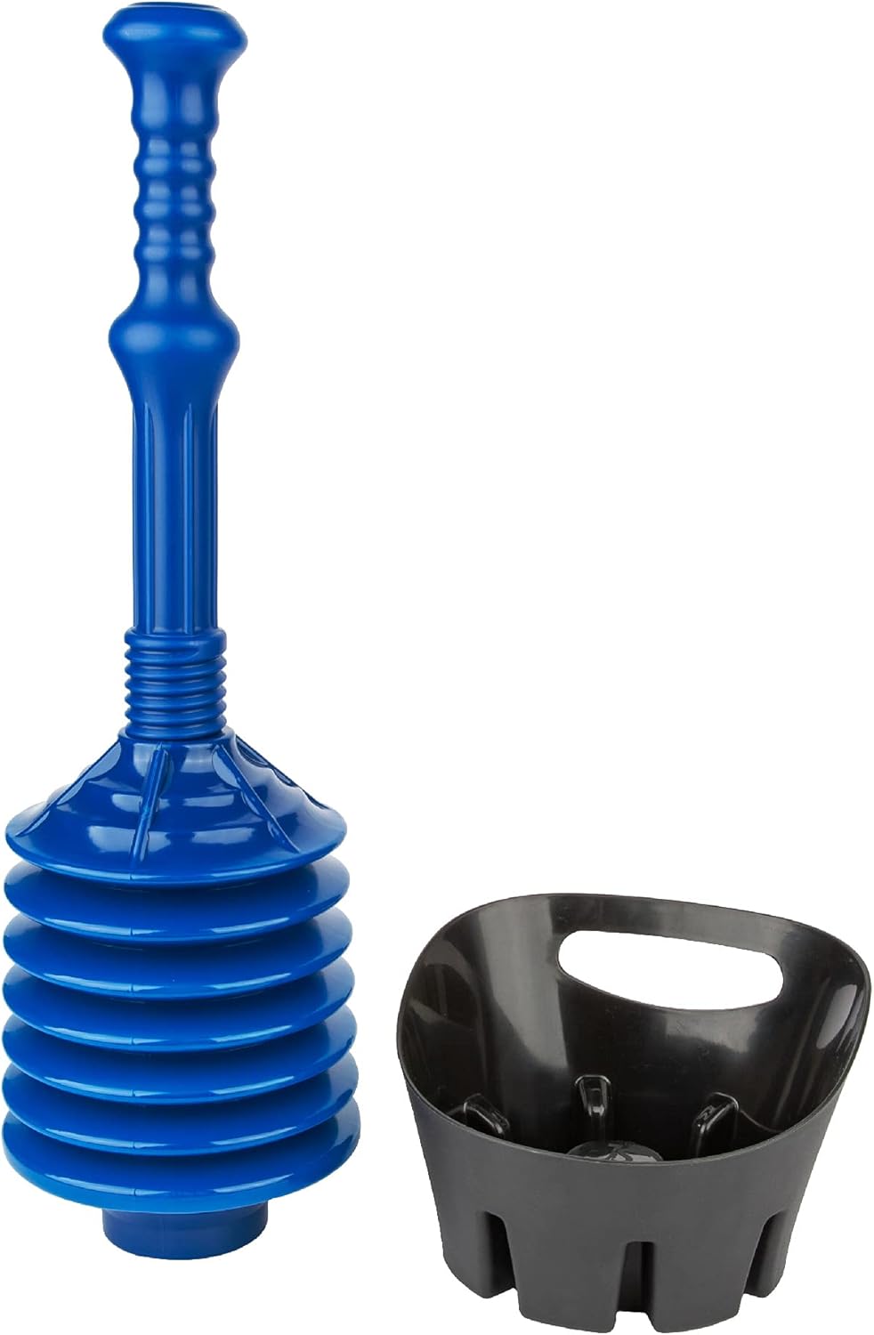 JS Jackson Supplies Blue Bellows Plunger with Black Drip Tray