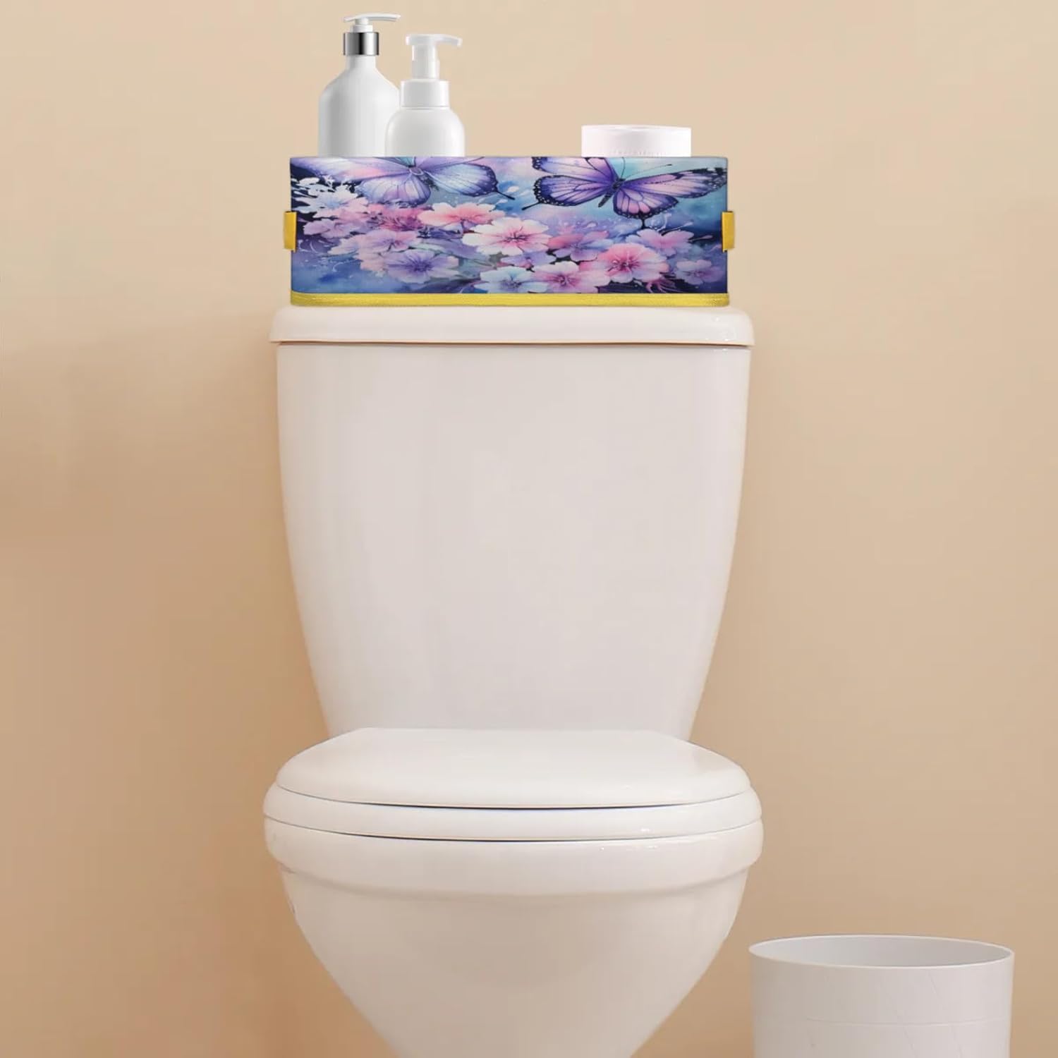 Butterfly Flower Toilet Paper Storage Basket with Handles