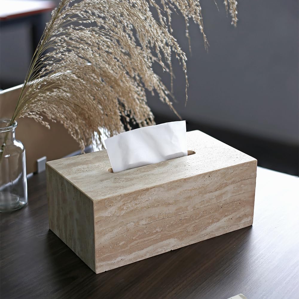 Noble and Light Marble Tissue Box Holder for Bathroom and Office