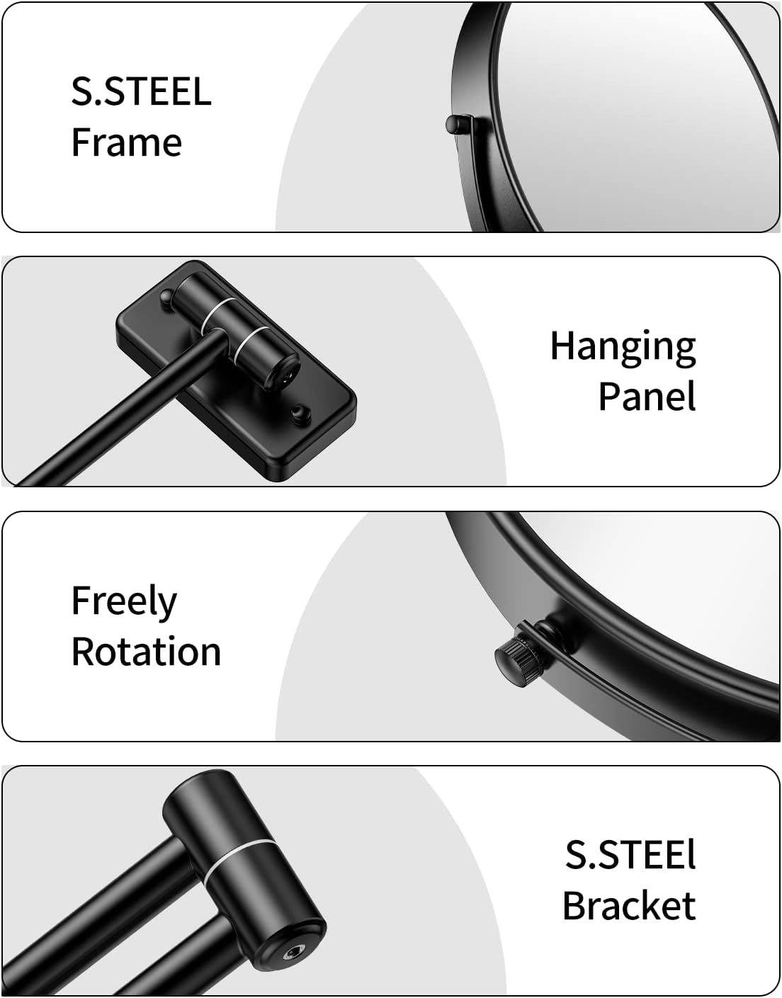 Gospire 9 Inch Wall Mount Magnifying Mirror with 1X 10X Dual-Sided