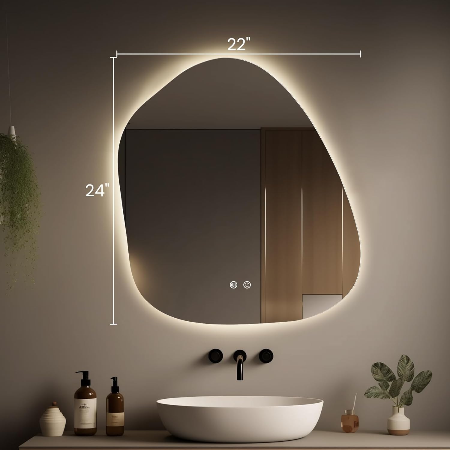 WallBeyond LED Bathroom Mirror with Dimmable Light and Anti-Fog Function