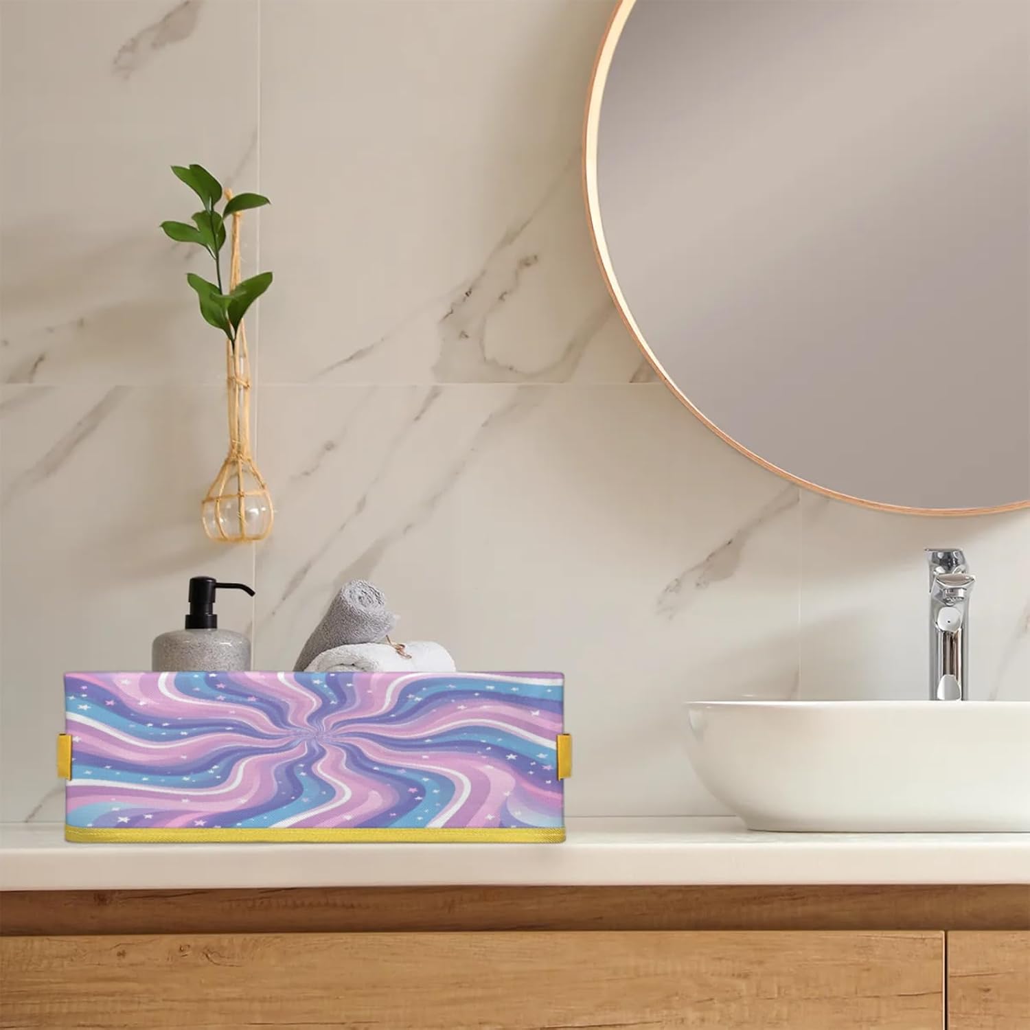 Snatocys Tie-Dye Toilet Paper Basket with Handles