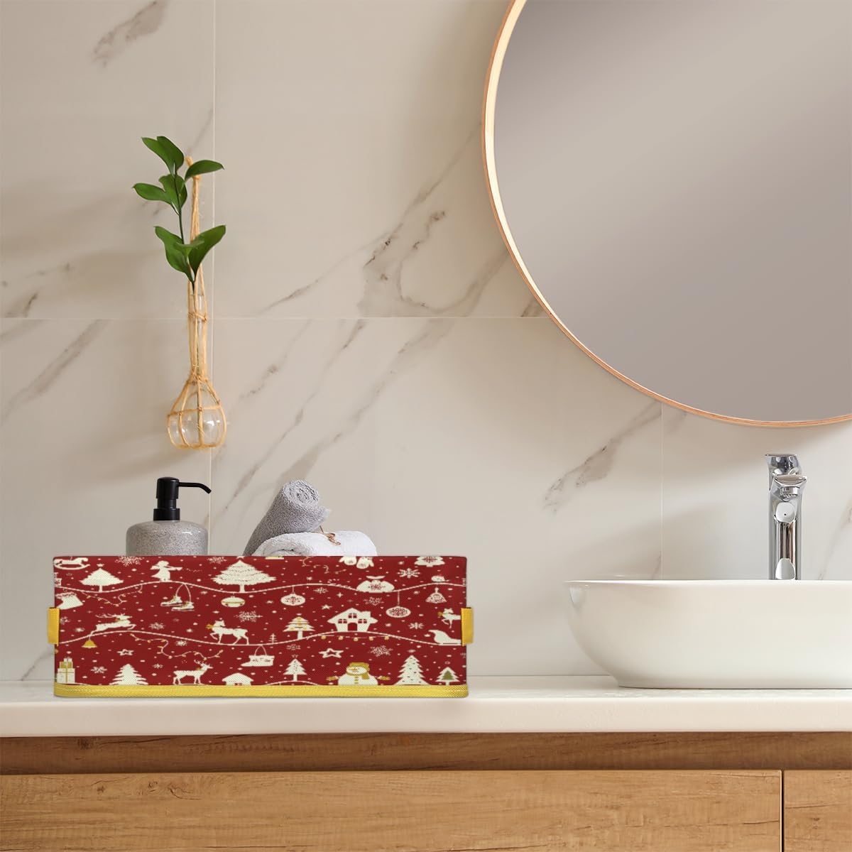 Christmas Tree Pattern Toilet Paper Basket Decor for Bathroom