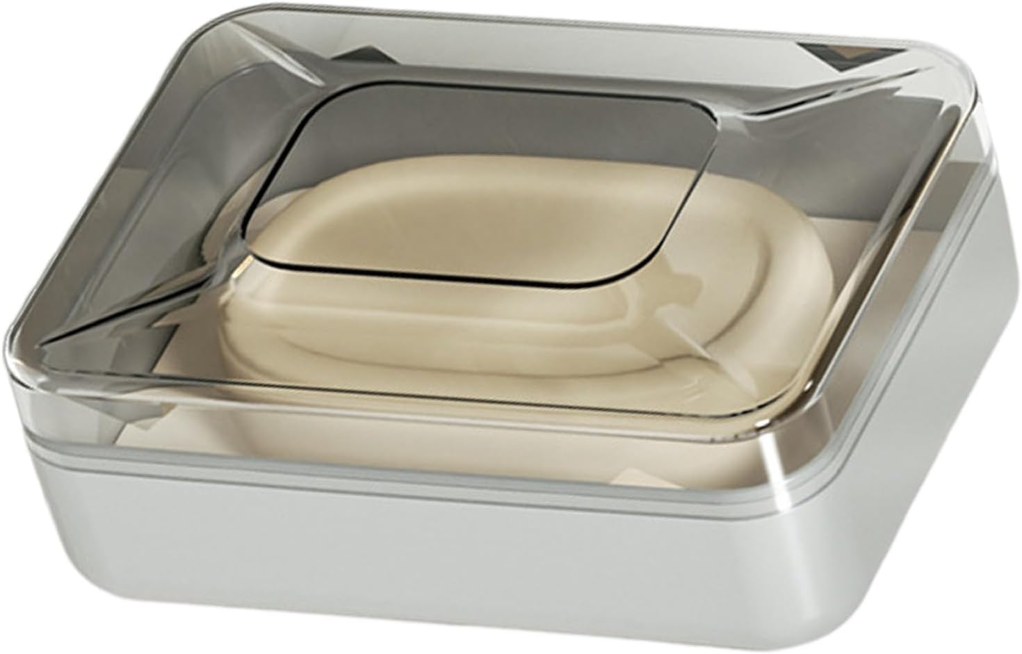Guaber PET Soap Dish with Drain Rack and Lid 1