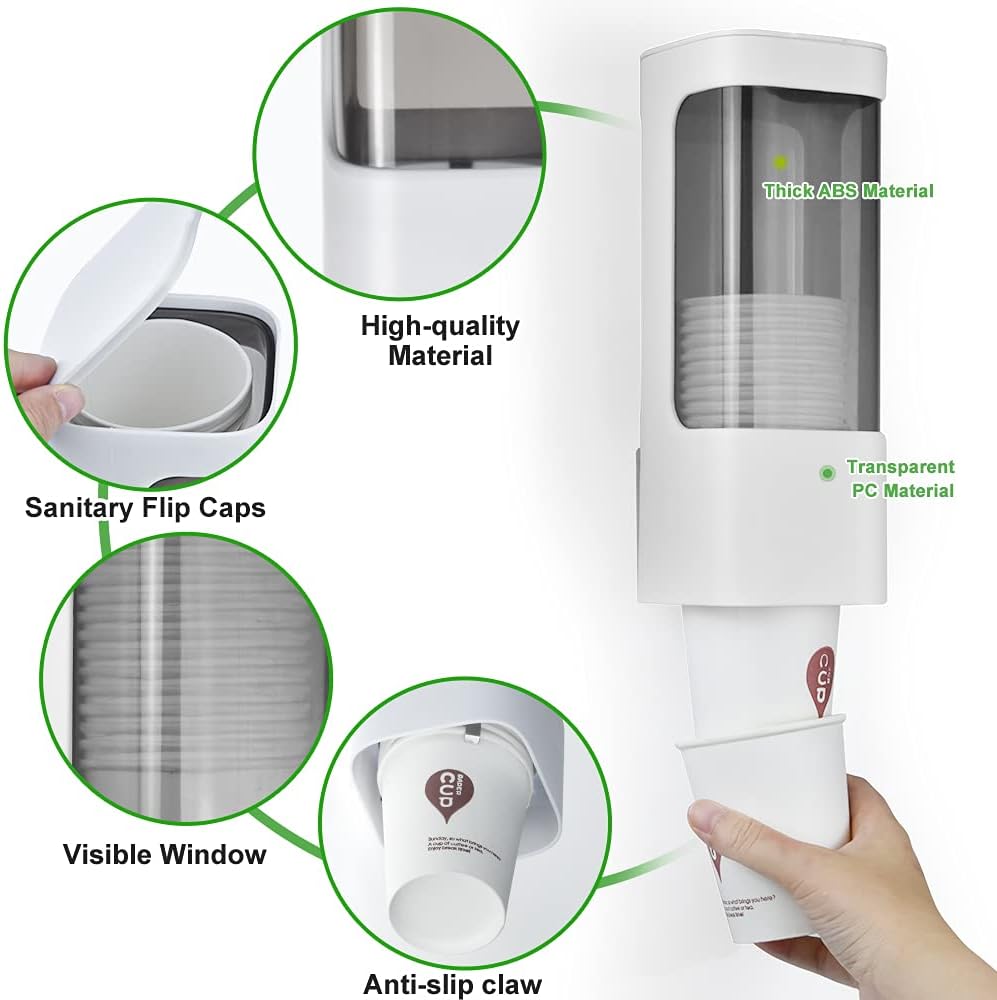 Haqaf Wall Mounted Cup Dispenser for Home Office and Gym