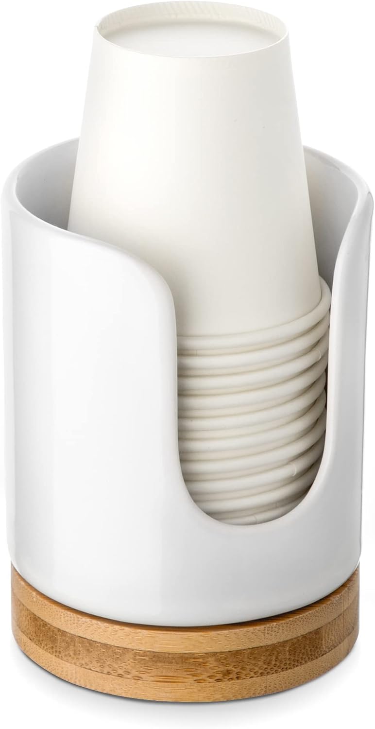 Viosuniu Ceramic Cup Dispenser - BPA Free Kids Safe White