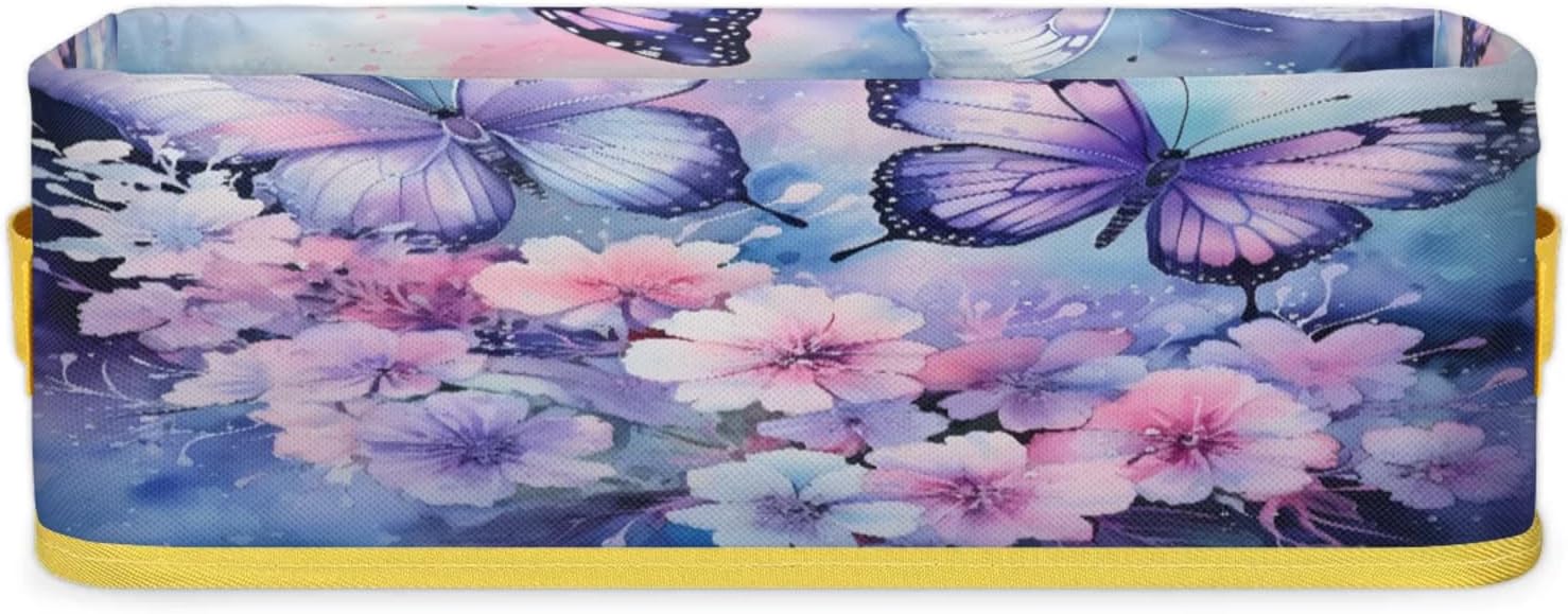 Butterfly Flower Toilet Paper Storage Basket with Handles