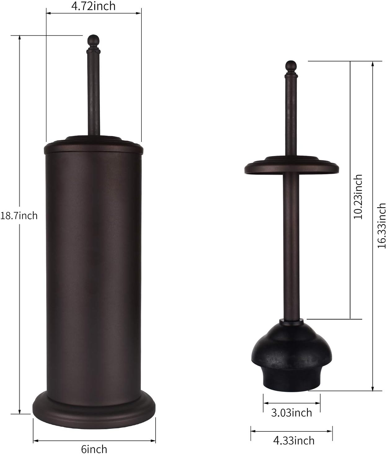 DOWRY Anti-Hand Off Bronze Toilet Plunger with Holder