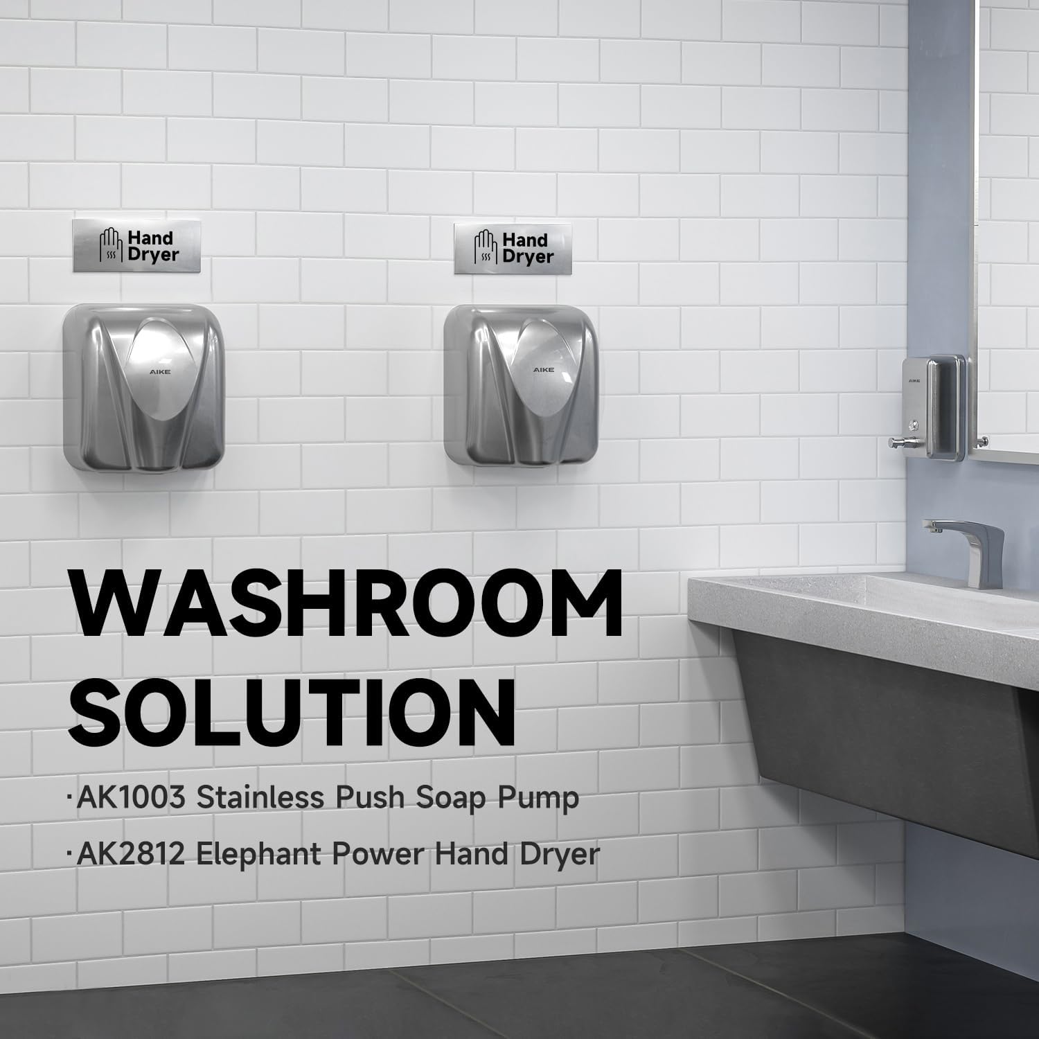 AIKE Elephant Power Hand Dryer AC110V-130V High Speed Auto Warm