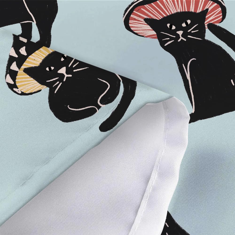 MERCHR Cute Funny Cat Mushroom Shower Curtain 72x72 Inch
