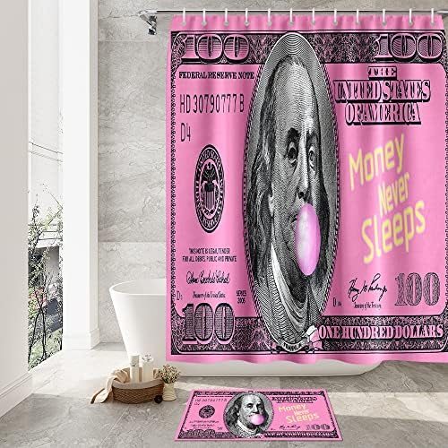 GUBIYU 4-Piece Pink Money Bathroom Set