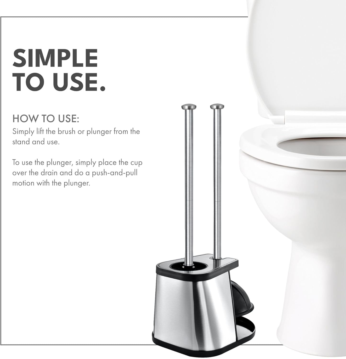 ToiletTree Modern Deluxe Toilet Brush and Plunger Combo Black