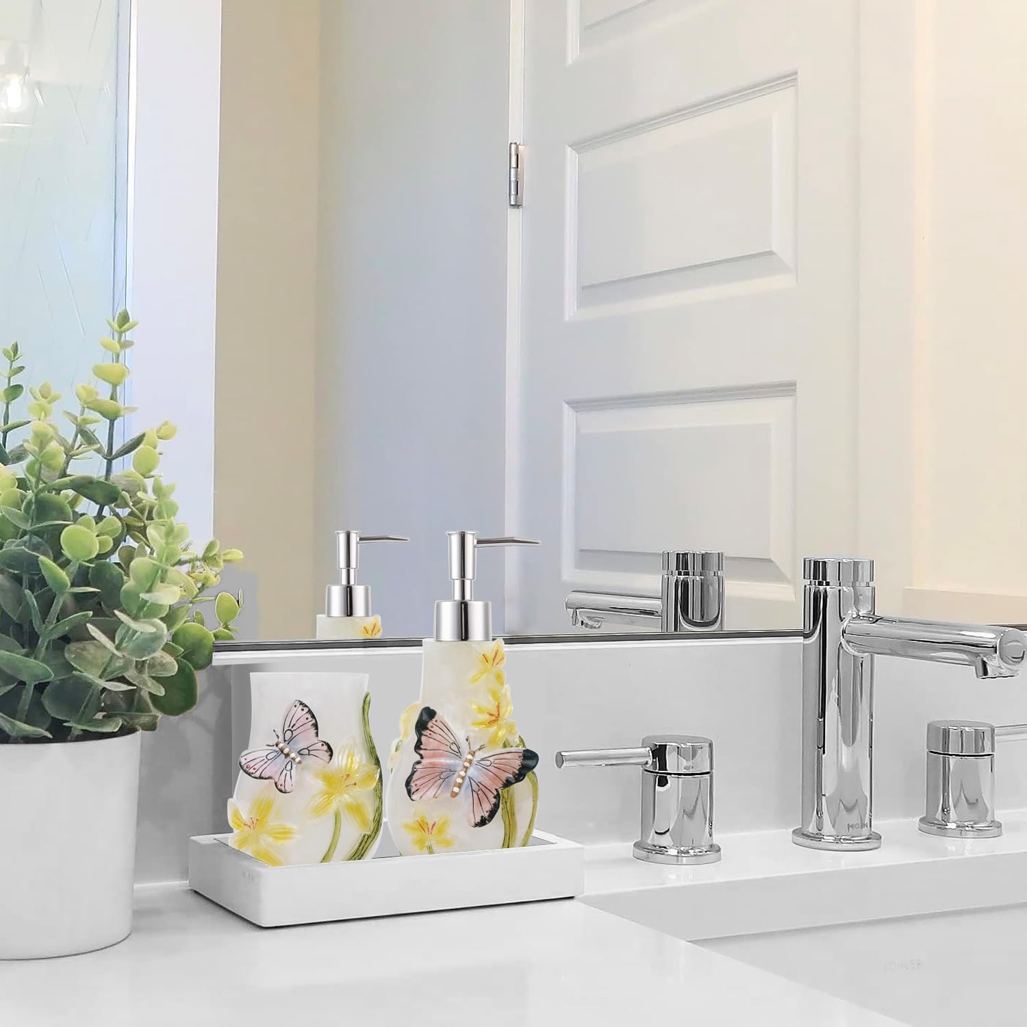 LUANT Butterfly Pattern Bathroom Vanity Set 5 Piece