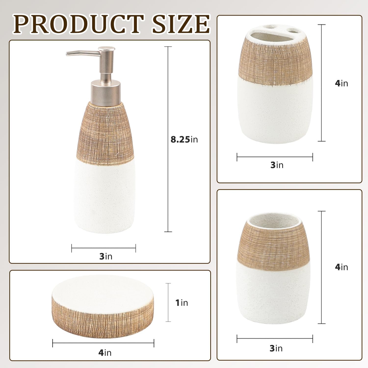 CERBIOR 4-Piece Ceramic Bathroom Accessories Set