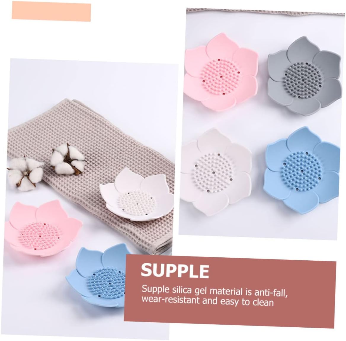 2pcs Silicone Soap Holders Drainage Stylish Bathroom Kitchen Shower Dishes
