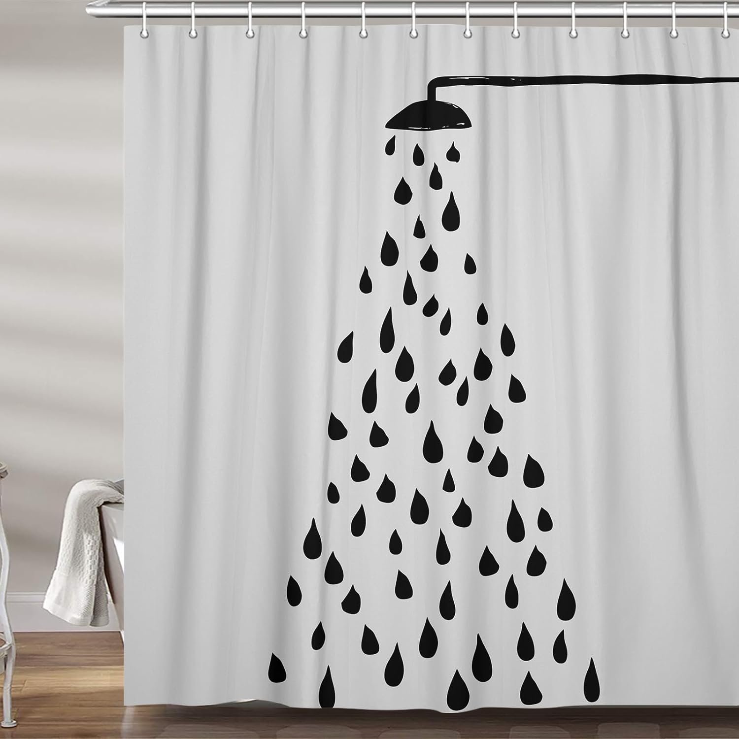 Ptrxobj Grey White Polka Dot Shower Curtain Set