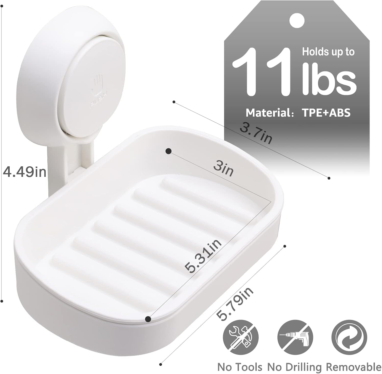 LEVERLOC Suction Cup Soap Dish Holder for Shower Wall