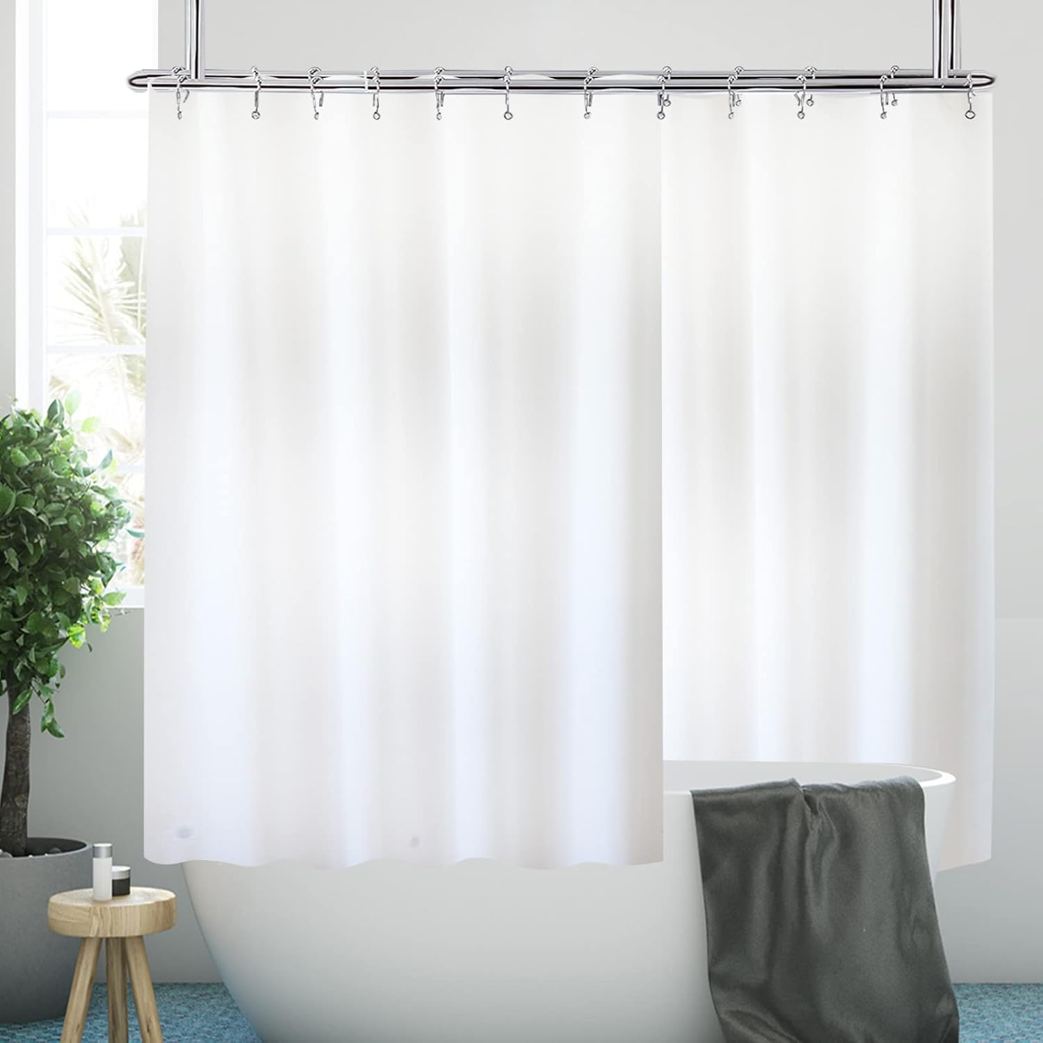 YISURE White PEVA Shower Curtain Liner for Clawfoot Tub