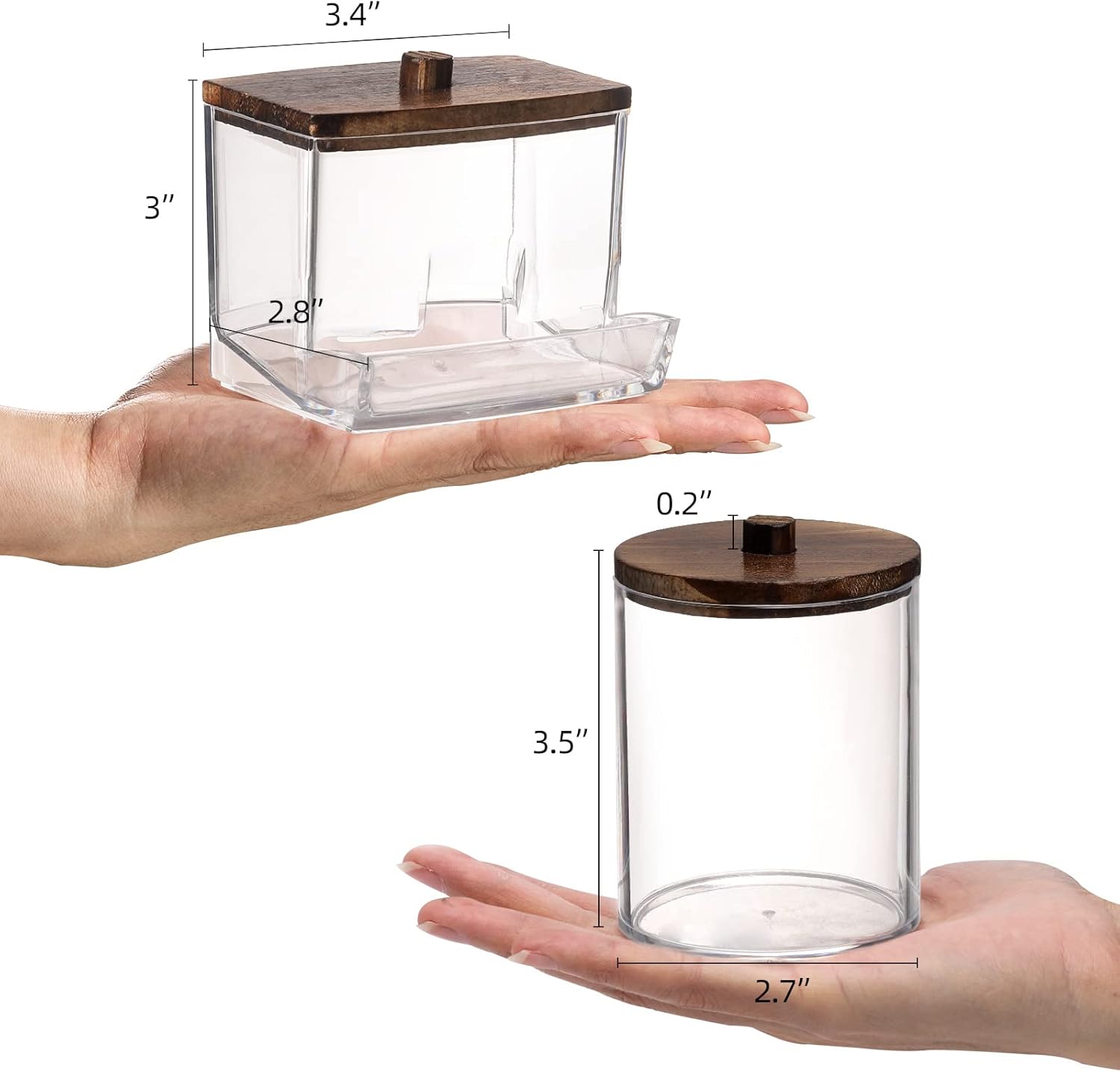 Tbestmax 4 Pack Cotton Ball Dispenser with Bamboo Lids Brown