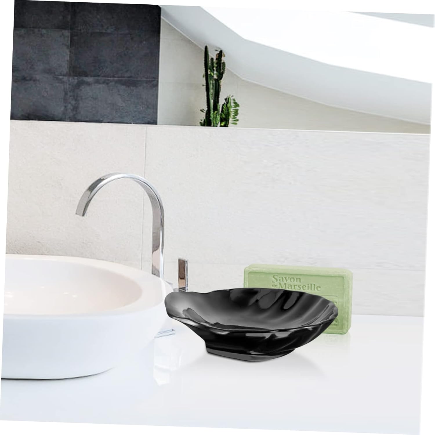 WESIEVYA Black Seashell Soap Holder for Bathroom
