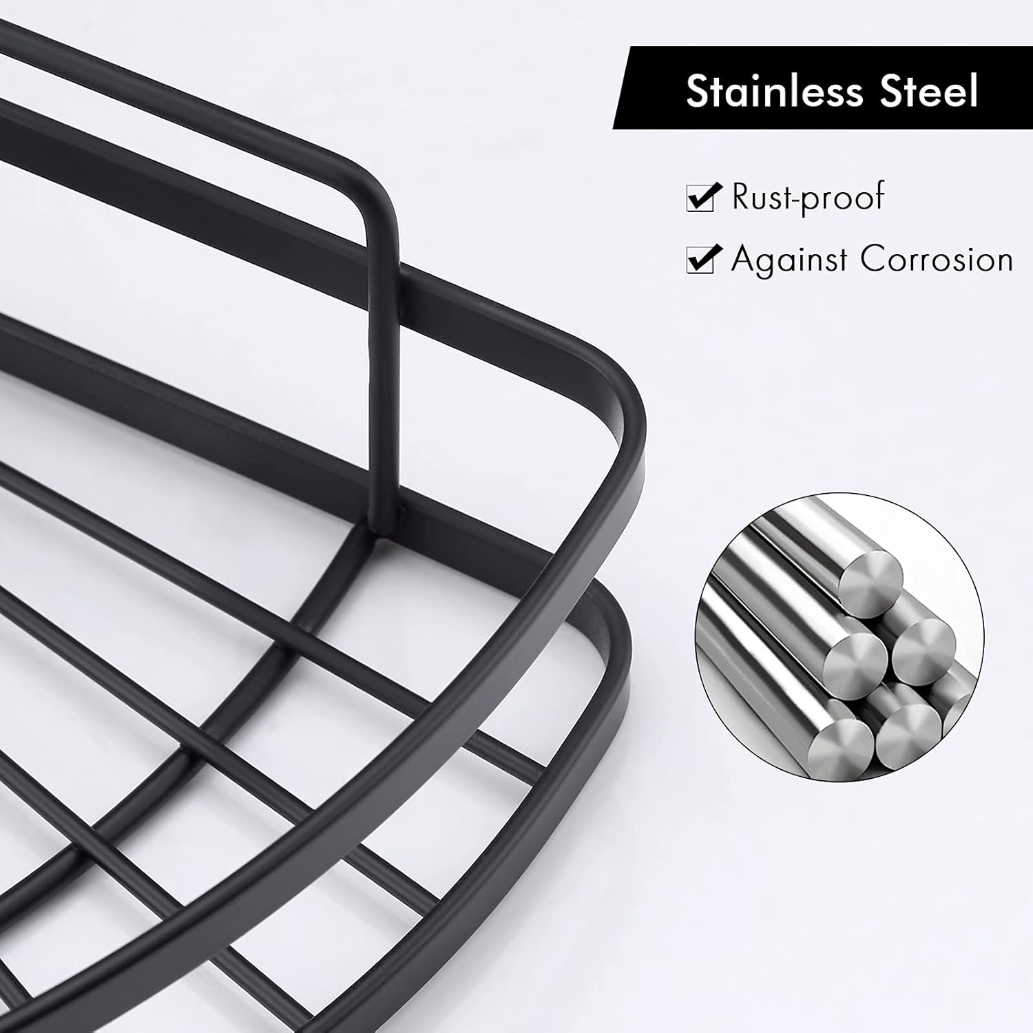 KES Matte Black Shower Caddy 2 Pack with Snap-Lock Hooks